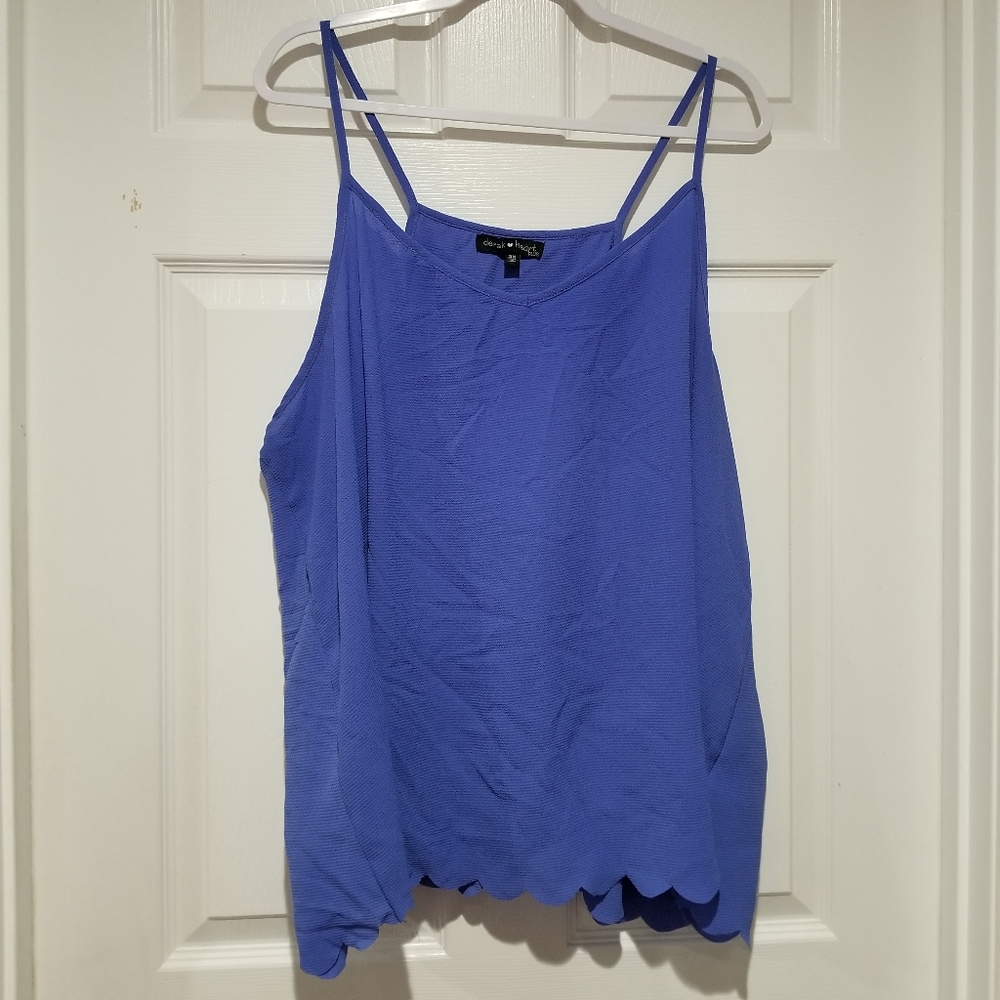 Periwinkle Blue V-neck Scalloped Racerback Surplice Tulip Hem Textured Cami Tank